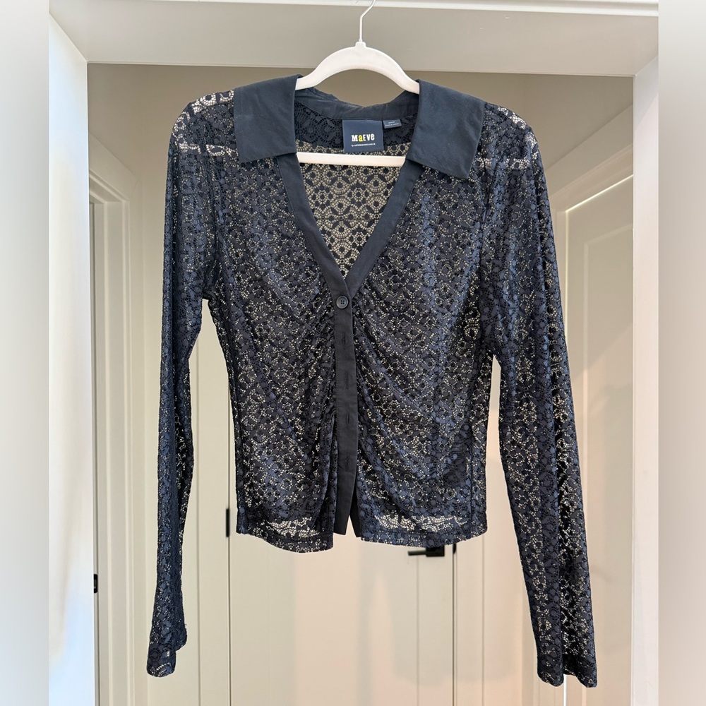 Anthropologie Maeve Laced Button-Down - Size S - Black